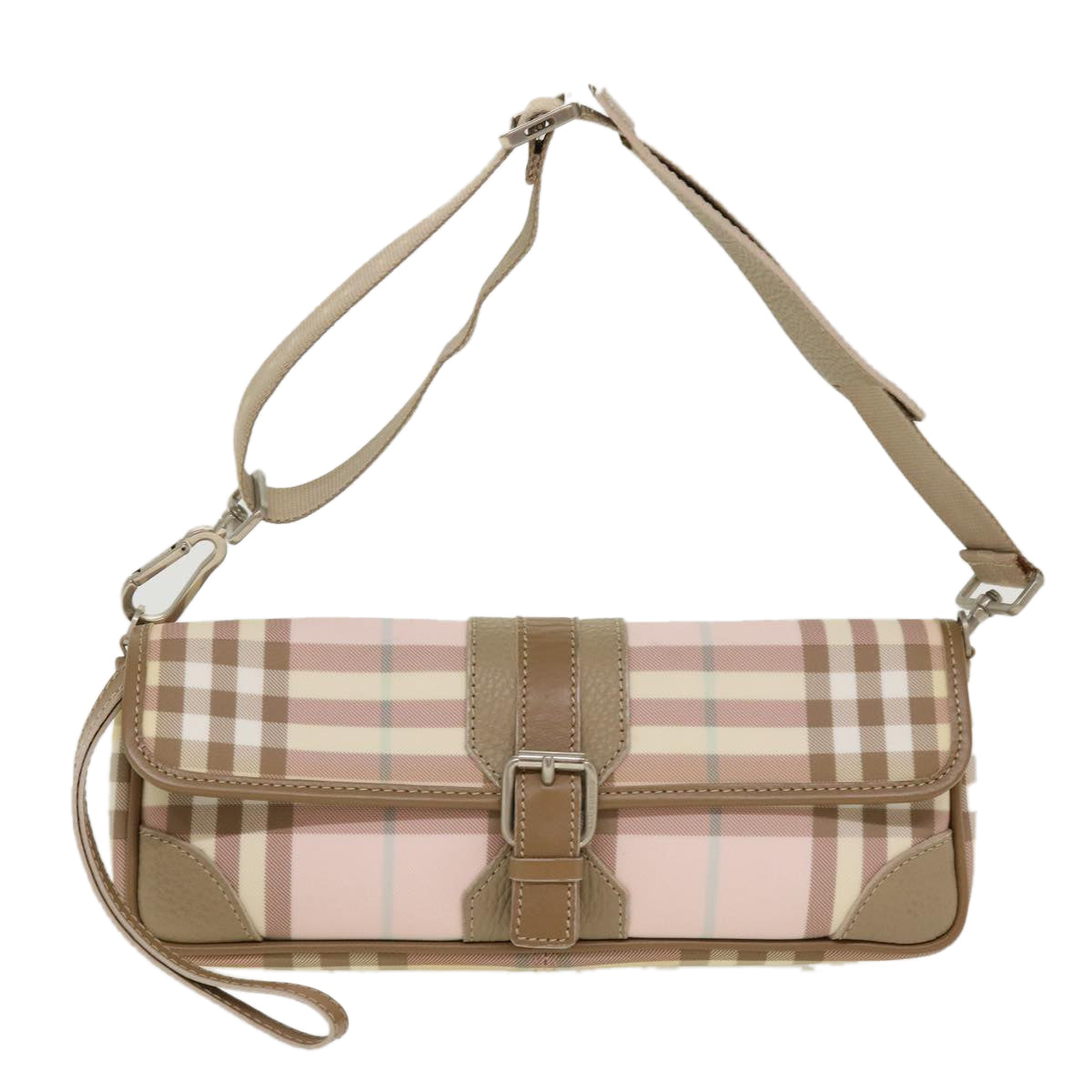 BURBERRY Nova Check Shoulder Bag PVC Leather 2way Pink Auth yk7033B