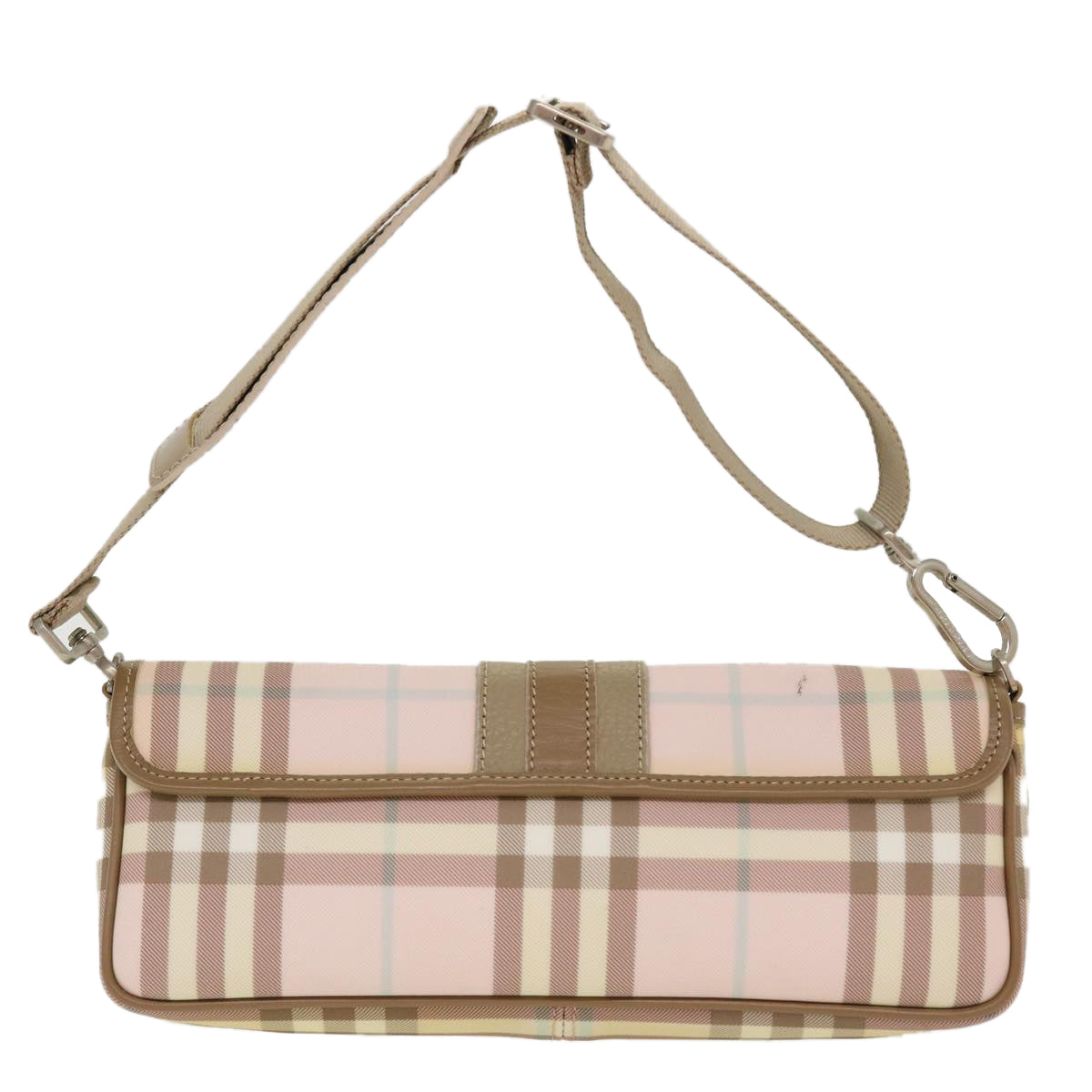 BURBERRY Nova Check Shoulder Bag PVC Leather 2way Pink Auth yk7033B