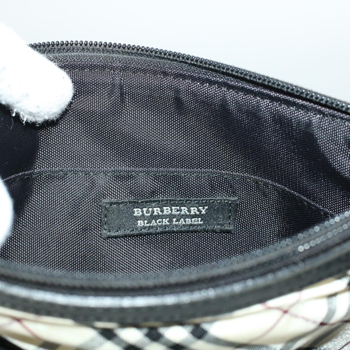 BURBERRY Nova Check Shoulder Bag Nylon Beige Auth yk7073B