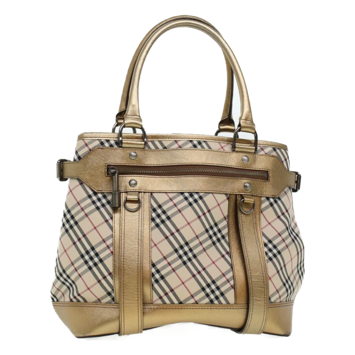 BURBERRY Nova Check Hand Bag Nylon Beige Auth yk7081B