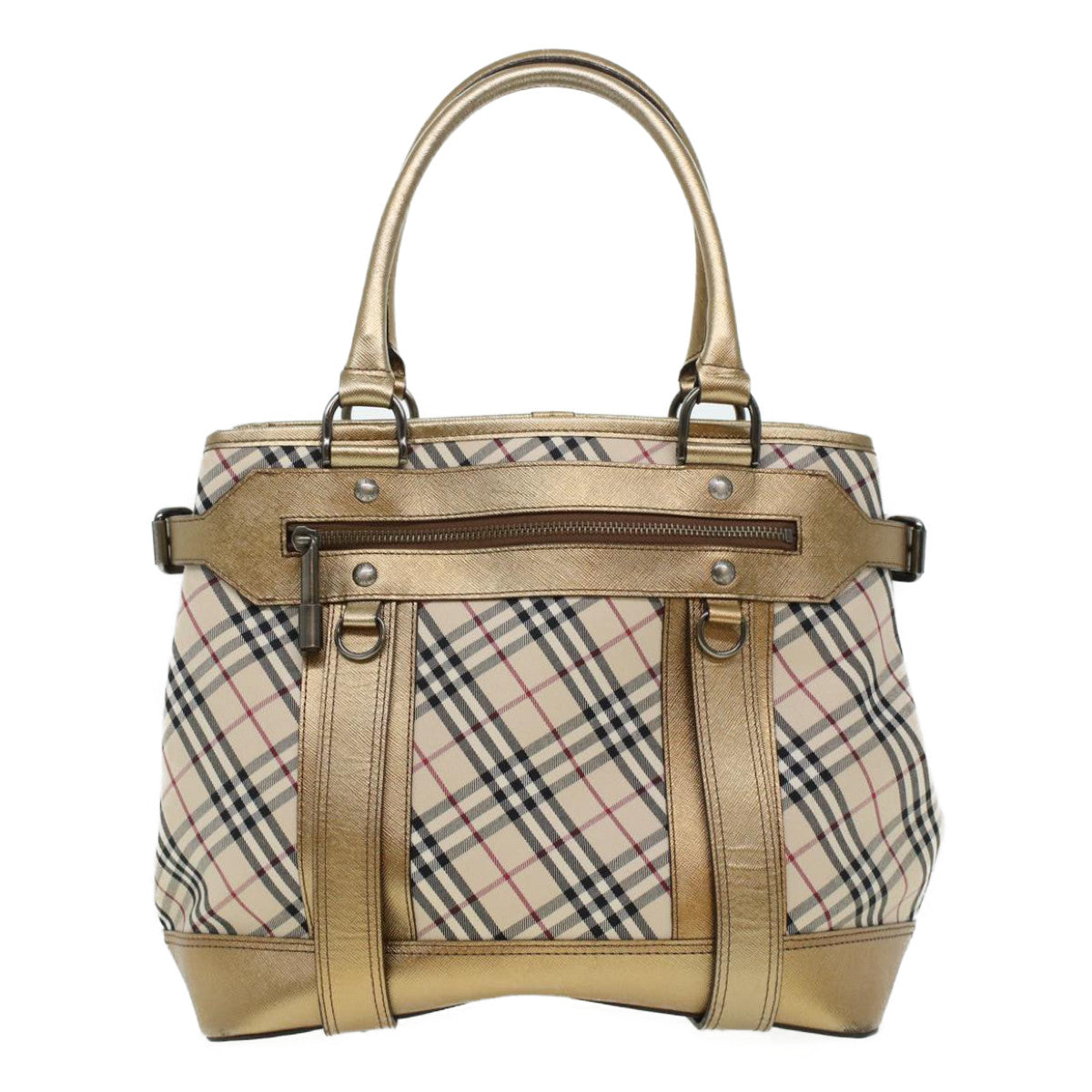 BURBERRY Nova Check Hand Bag Nylon Beige Auth yk7081B