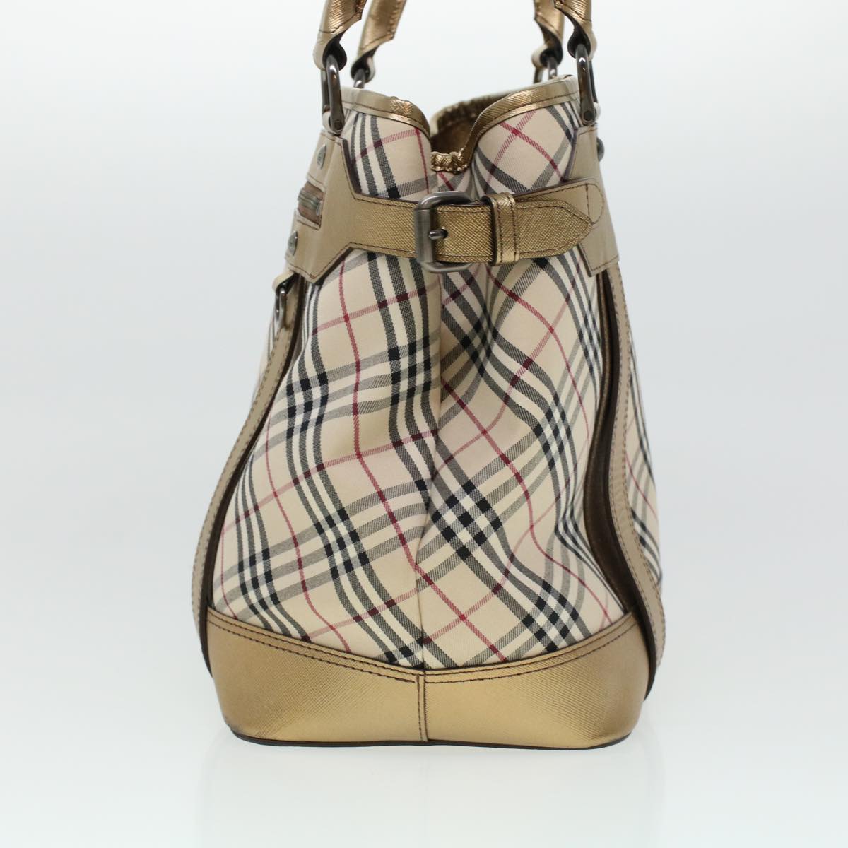 BURBERRY Nova Check Hand Bag Nylon Beige Auth yk7081B