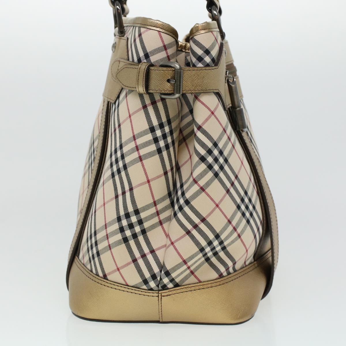 BURBERRY Nova Check Hand Bag Nylon Beige Auth yk7081B