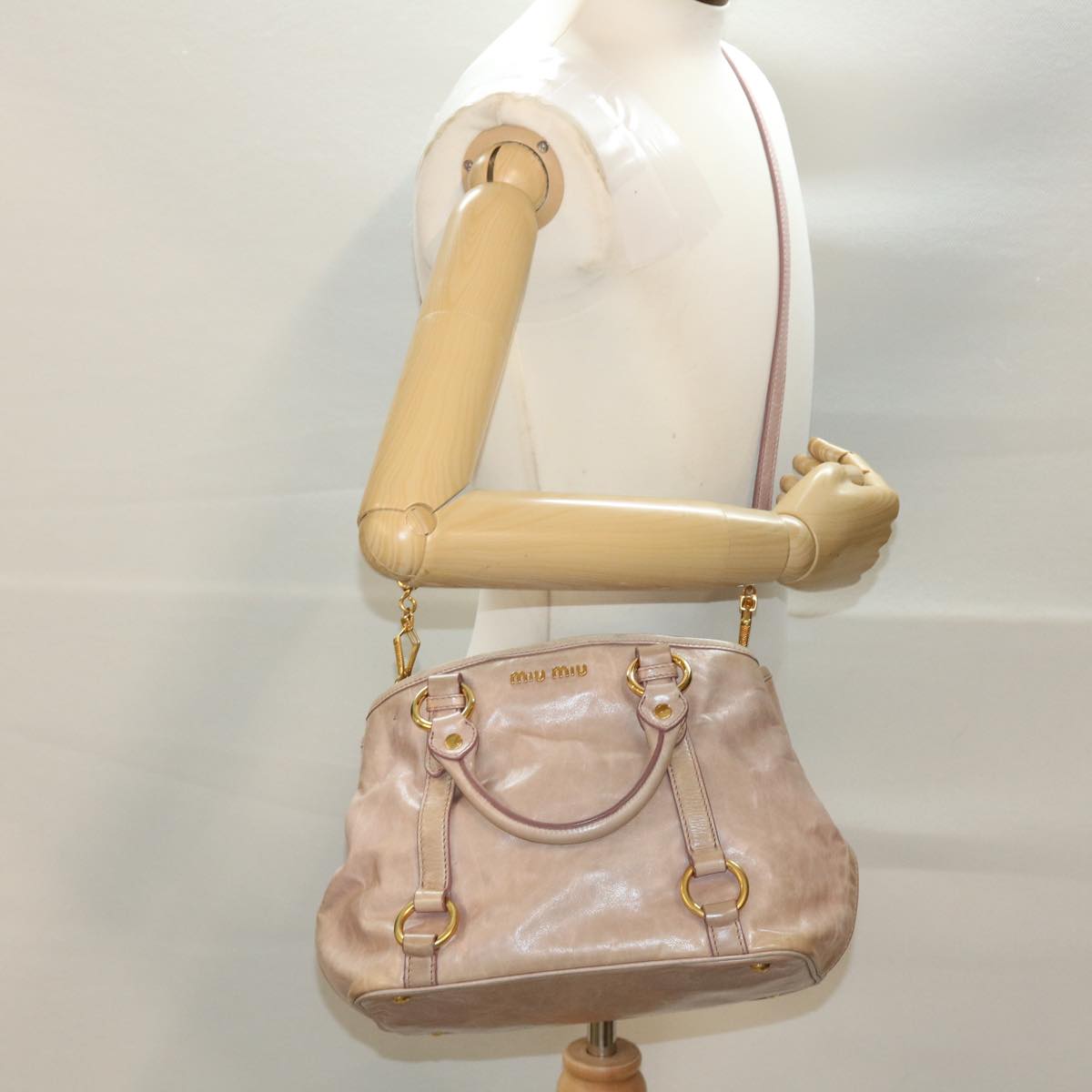 Miu Miu Hand Bag Leather 2way Pink Auth yk7097B
