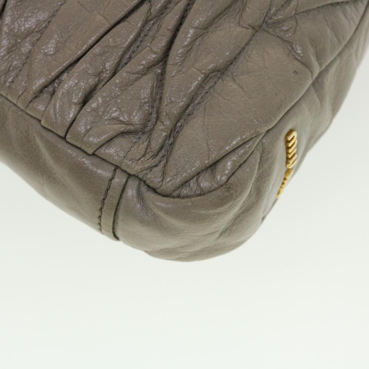 Miu Miu Materasse Hand Bag Leather 2way Gray Auth yk7098B