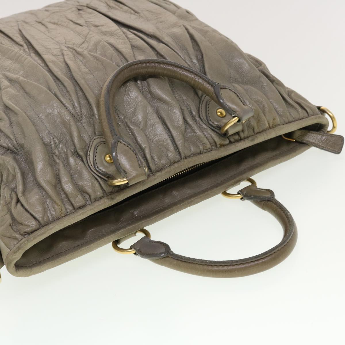 Miu Miu Materasse Hand Bag Leather 2way Gray Auth yk7098B