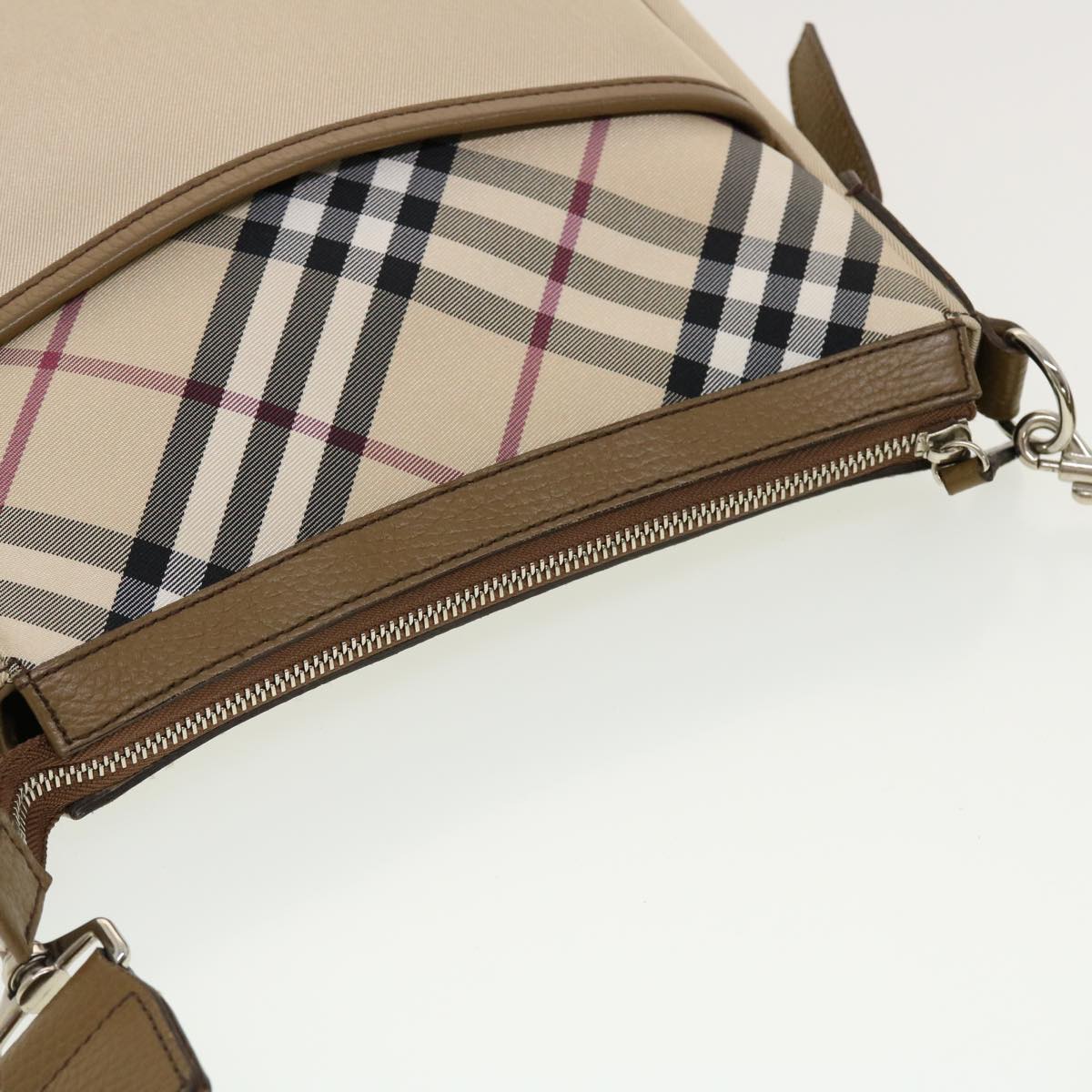 BURBERRY Nova Check Shoulder Bag Nylon Beige Auth yk7100B