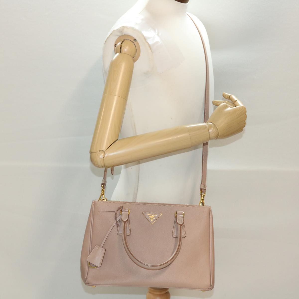 PRADA Hand Bag Safiano leather 2way Pink Auth yk7114