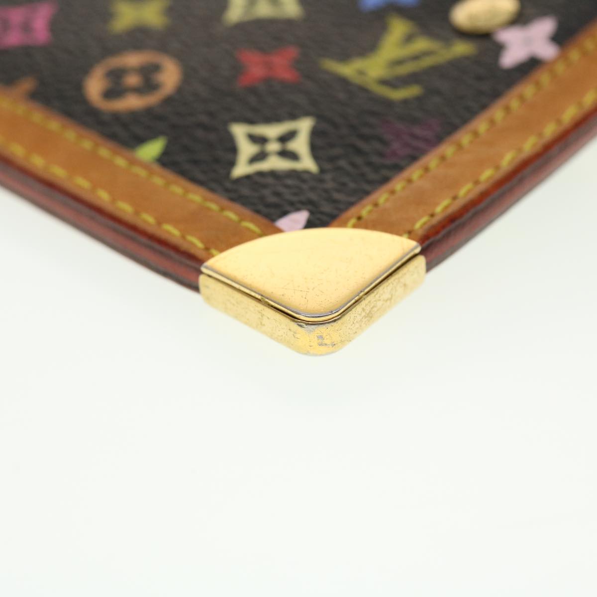 LOUIS VUITTON Multicolor Pochette Cles Coin Purse Black M92654 LV Auth yk7115