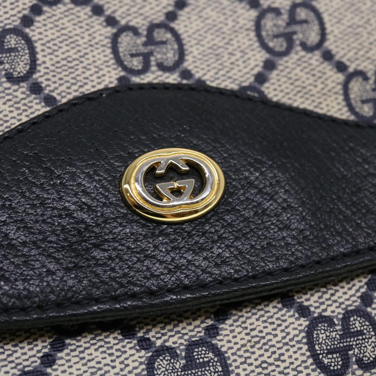 GUCCI GG Canvas Clutch Bag PVC Leather Gray Navy 89.02.075 Auth yk7122