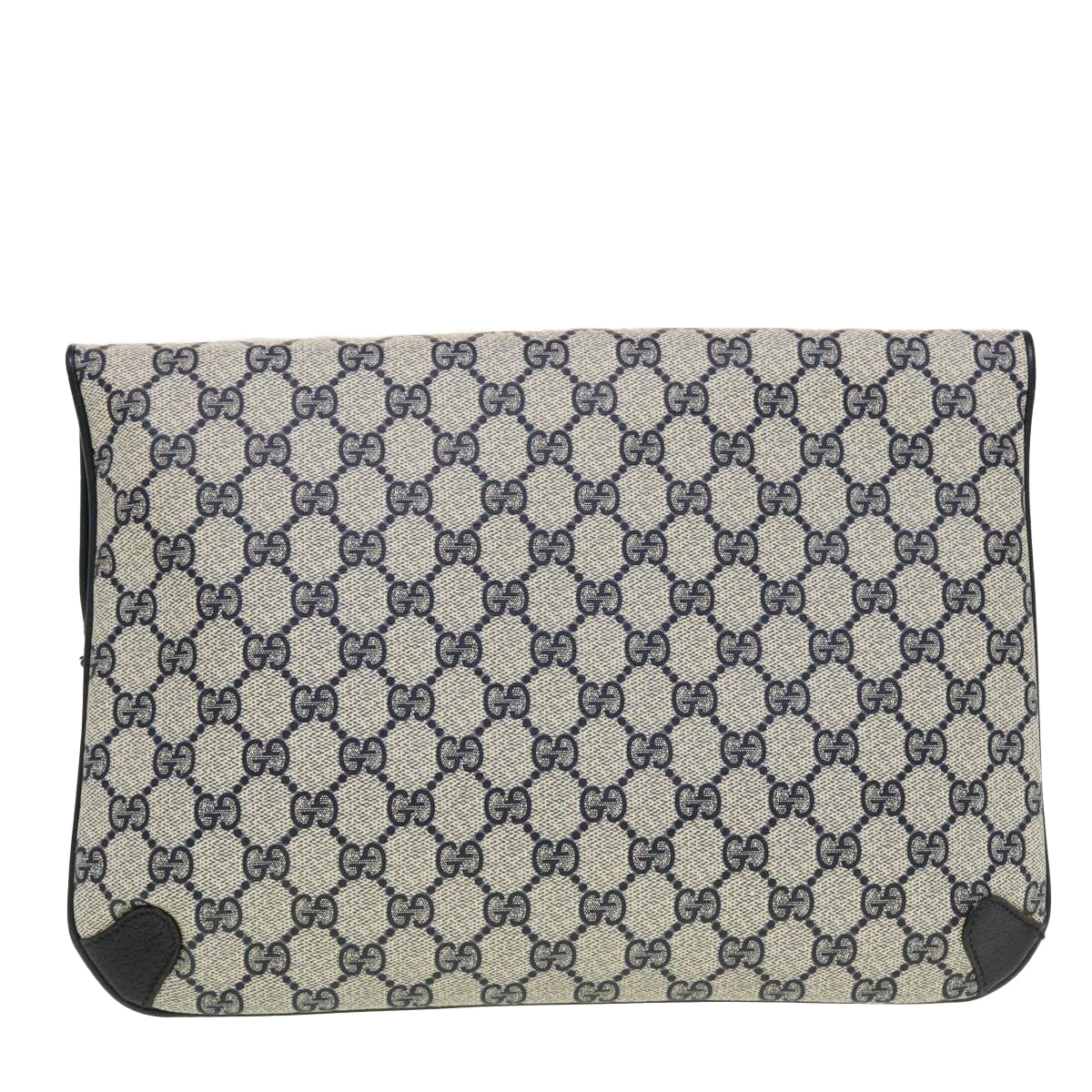 GUCCI GG Canvas Clutch Bag PVC Leather Gray Navy 89.02.075 Auth yk7122 - 0