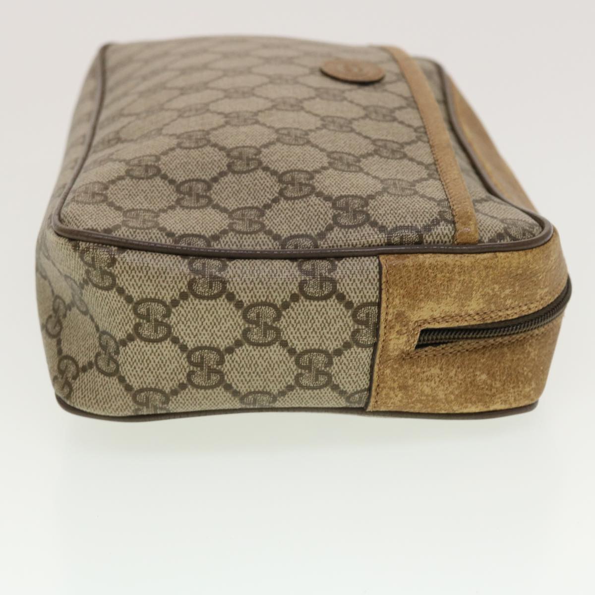 GUCCI GG Canvas Clutch Bag PVC Leather Beige 89.01.044 Auth yk7129