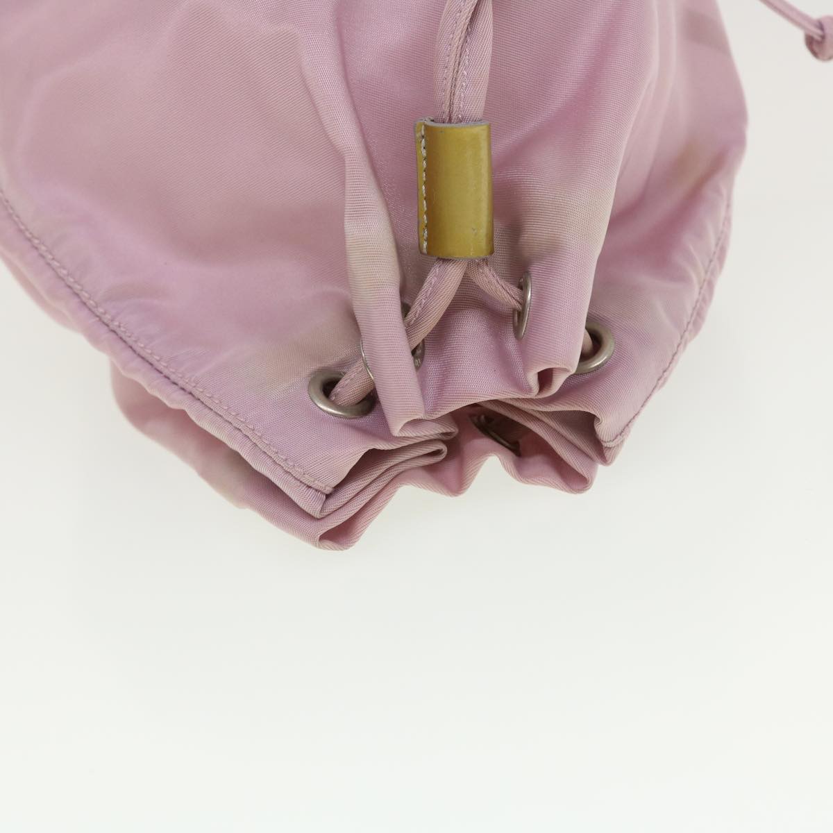 PRADA Drawstring Bag Pouch Nylon Pink Auth yk7134