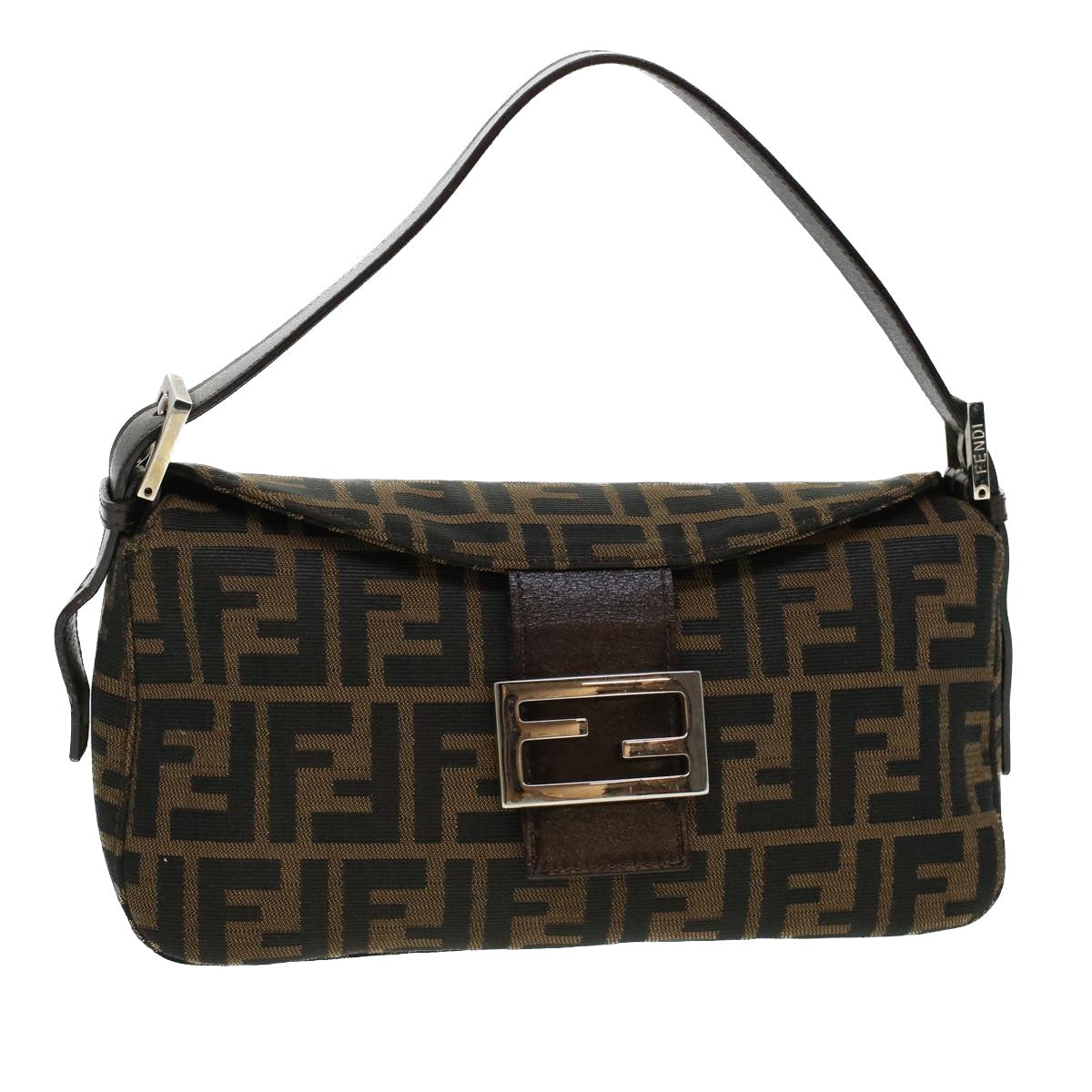 FENDI Zucca Canvas Mamma Baguette Shoulder Bag Brown 2321 26725 008 Auth yk7143