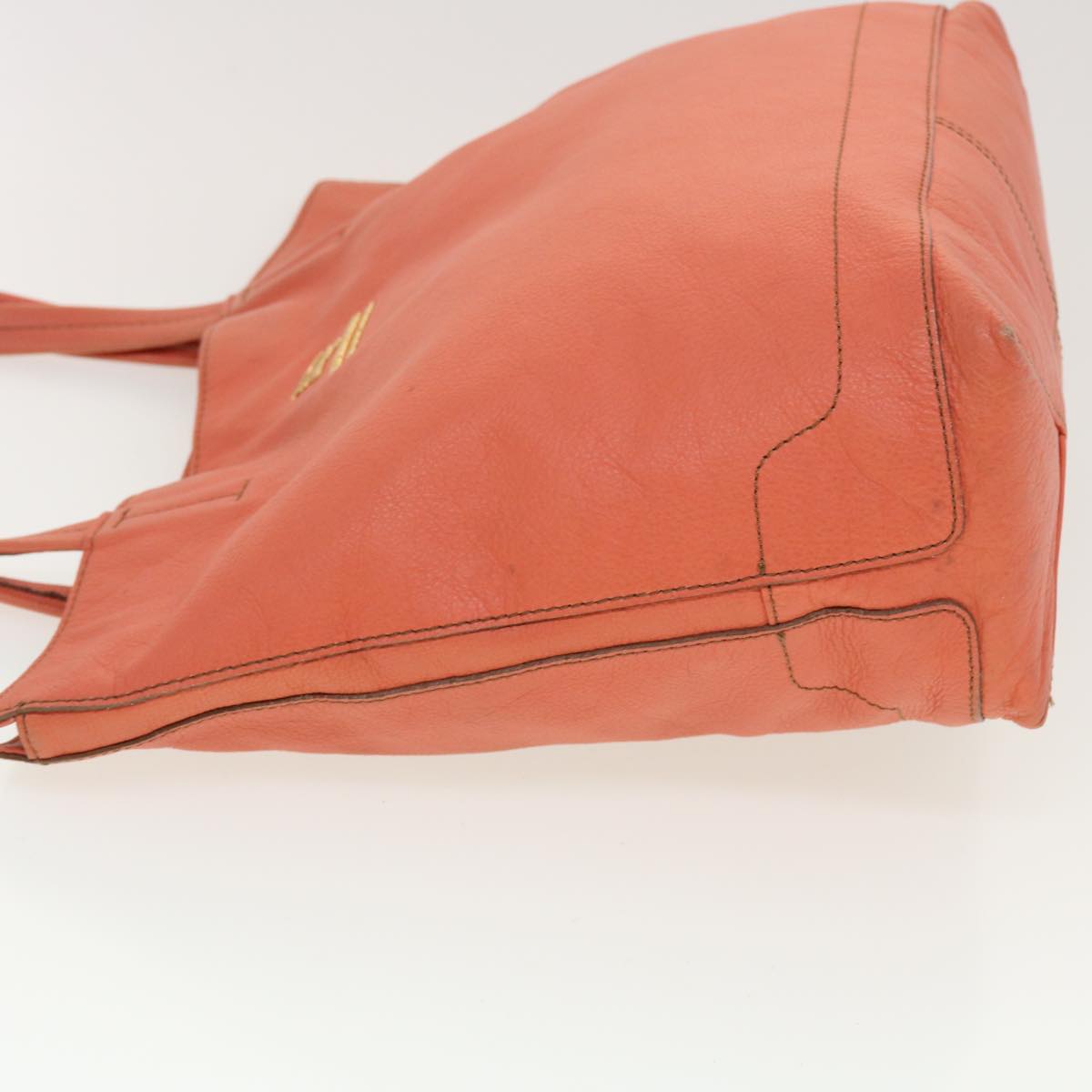 BURBERRY Tote Bag Leather Orange Auth yk7150