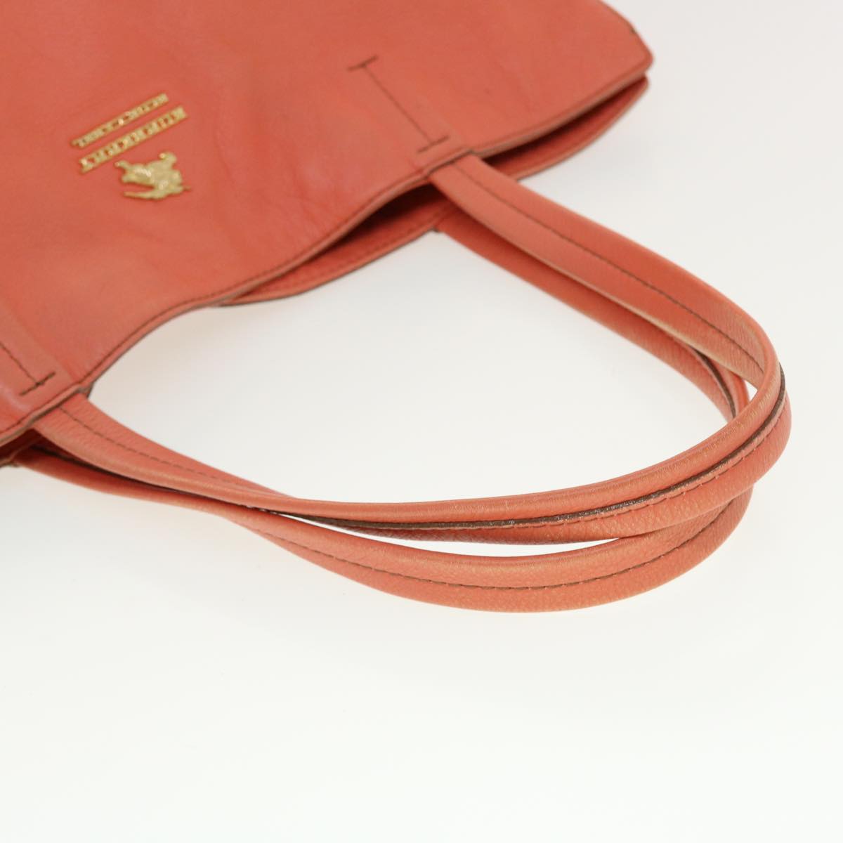 BURBERRY Tote Bag Leather Orange Auth yk7150