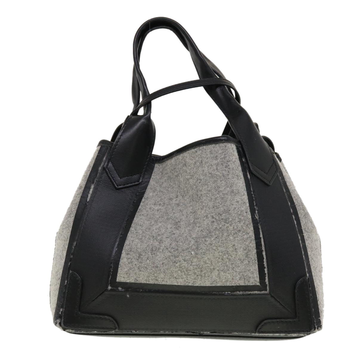 BALENCIAGA Cabas XS Hand Bag Wool Gray Auth yk7152 - 0