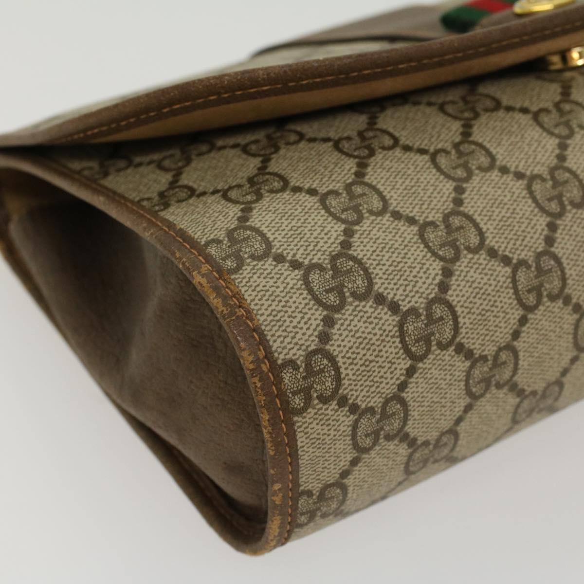 GUCCI GG Canvas Web Sherry Line Clutch Bag Beige Red Green 89.01.030 Auth yk7159