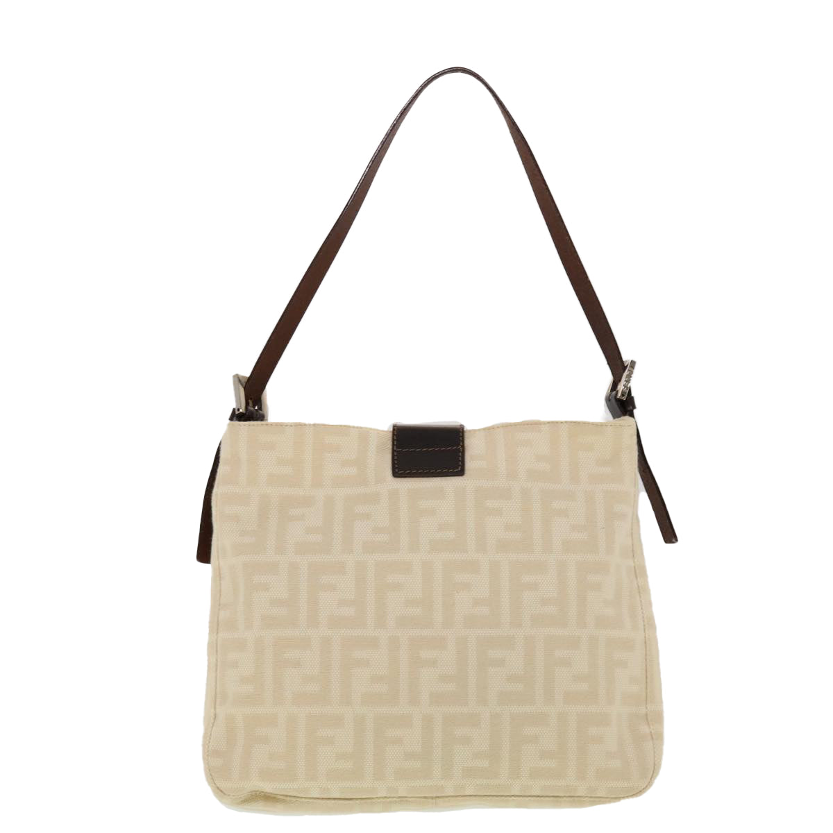 FENDI Zucca Canvas Mamma Baguette Shoulder Bag Beige Auth yk7171 - 0