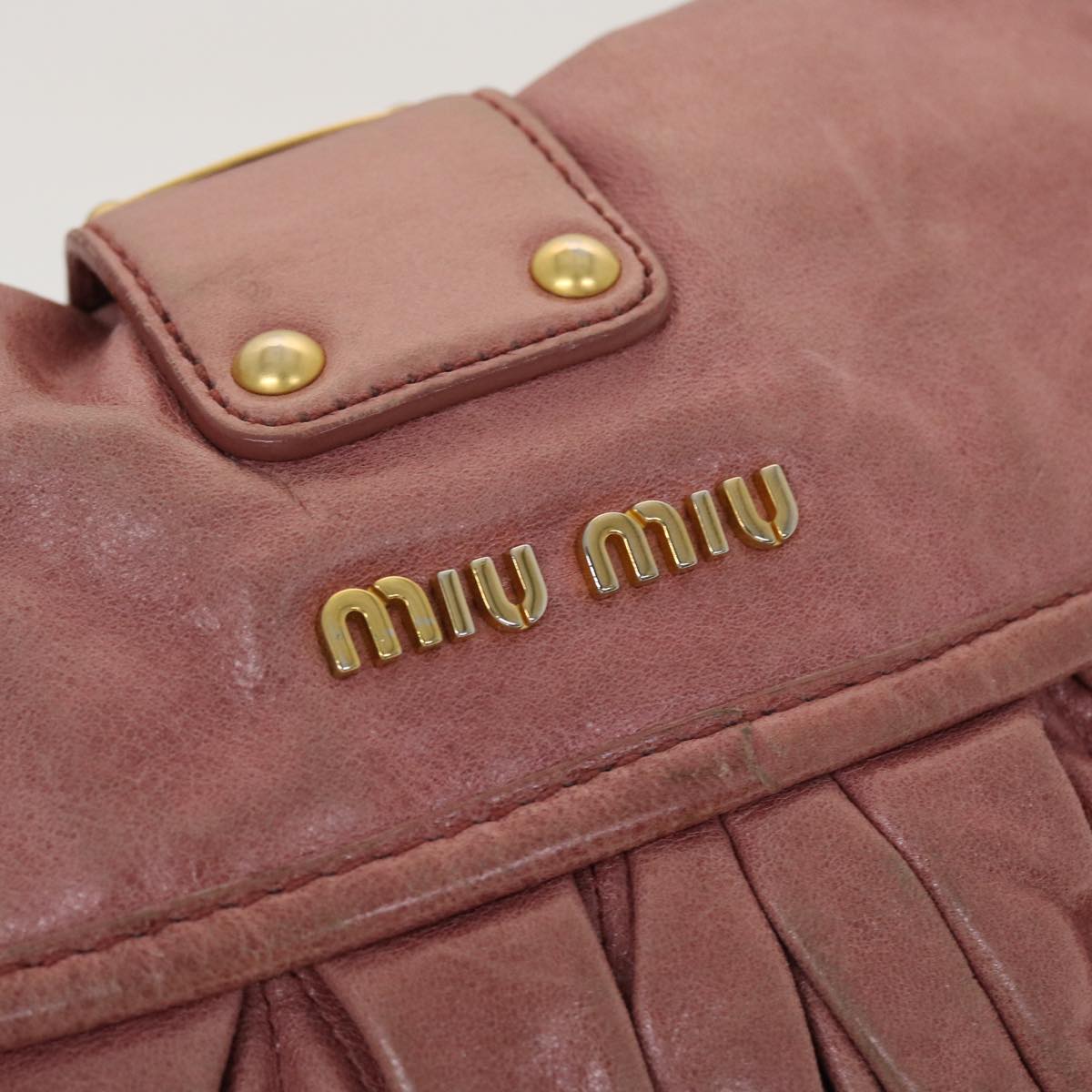 Miu Miu Matelasse Hand Bag Leather 2way Gray Auth yk7174
