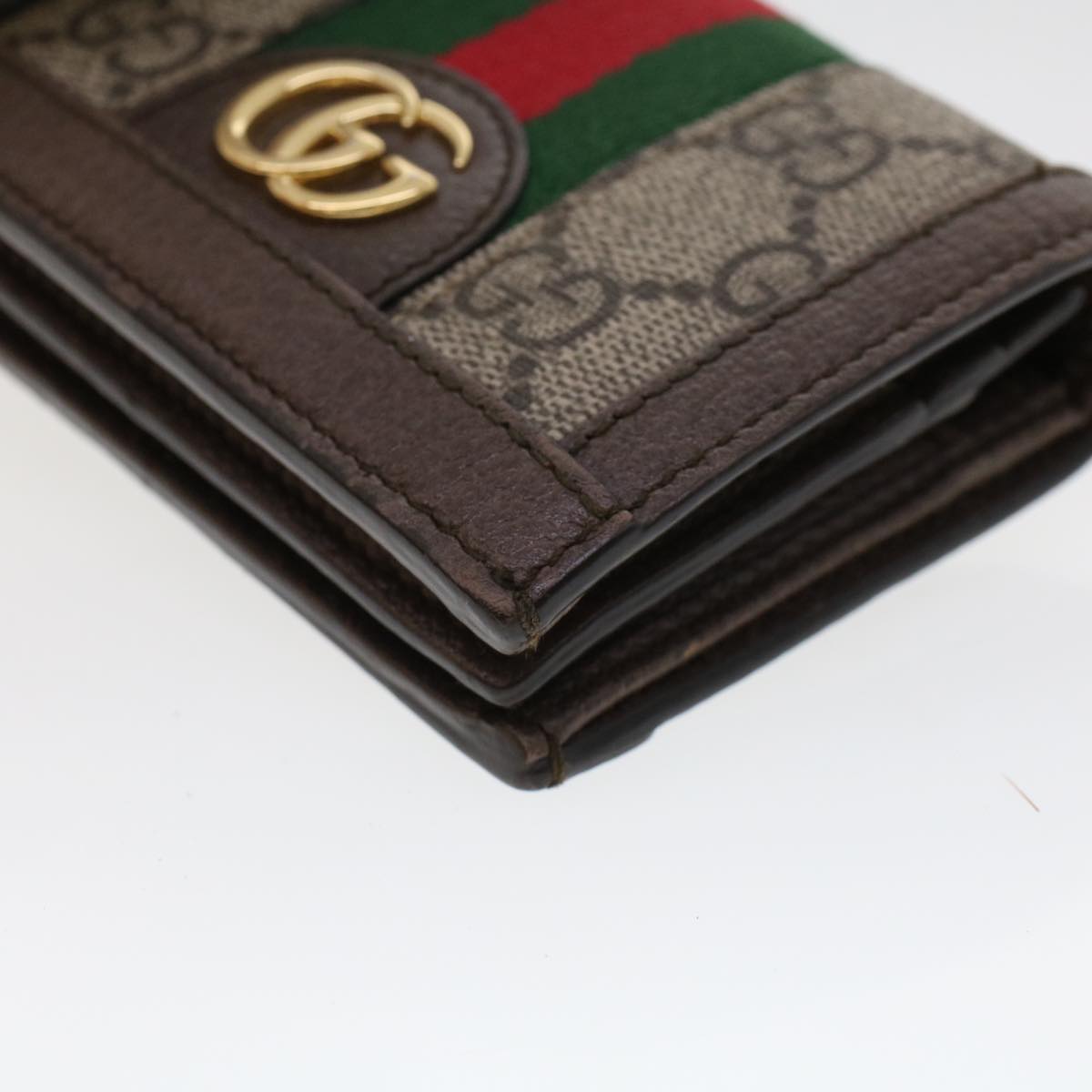 GUCCI GG Canvas Web Sherry Line Ofidia Wallet Beige Red Green 523155 Auth yk7191