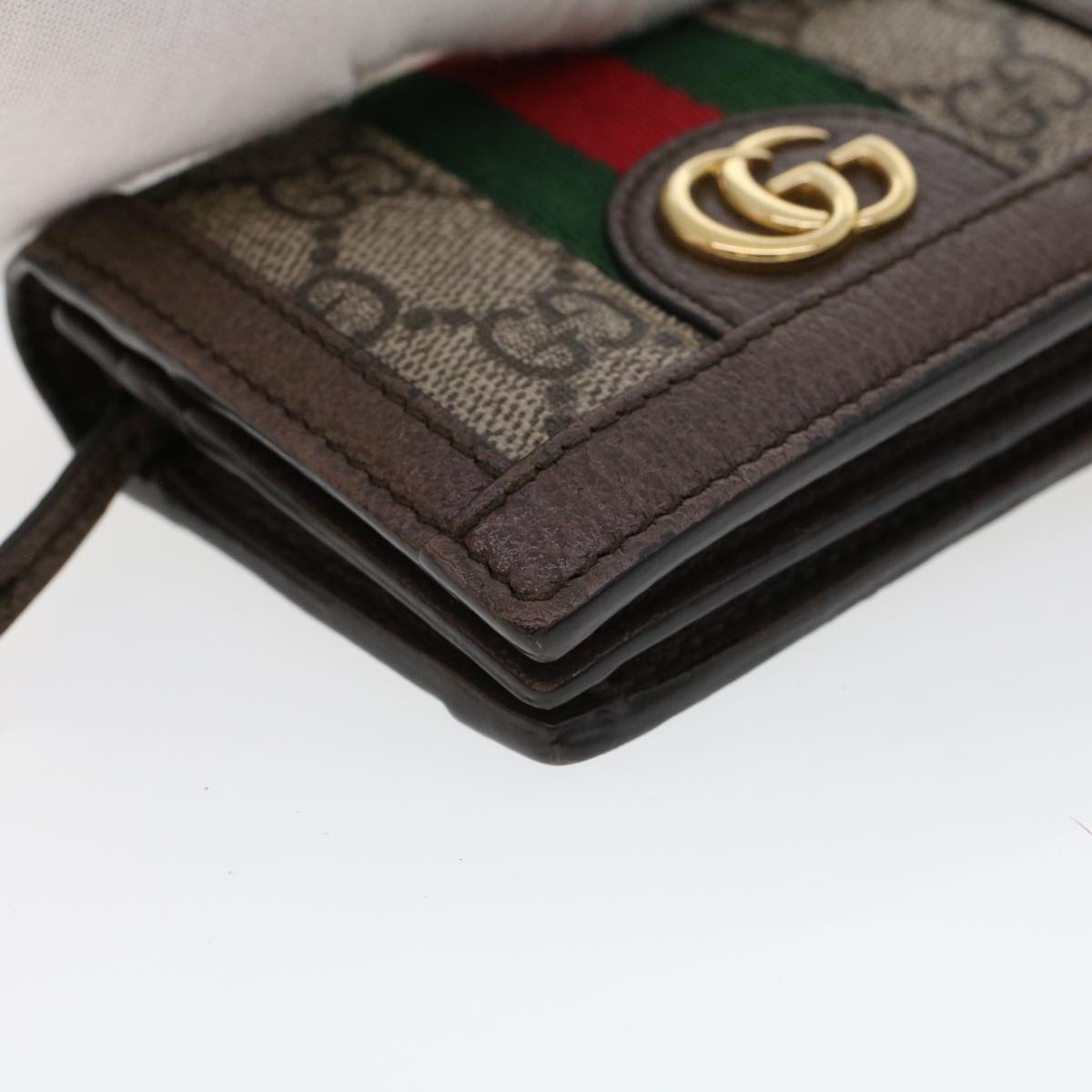 GUCCI GG Canvas Web Sherry Line Ofidia Wallet Beige Red Green 523155 Auth yk7191