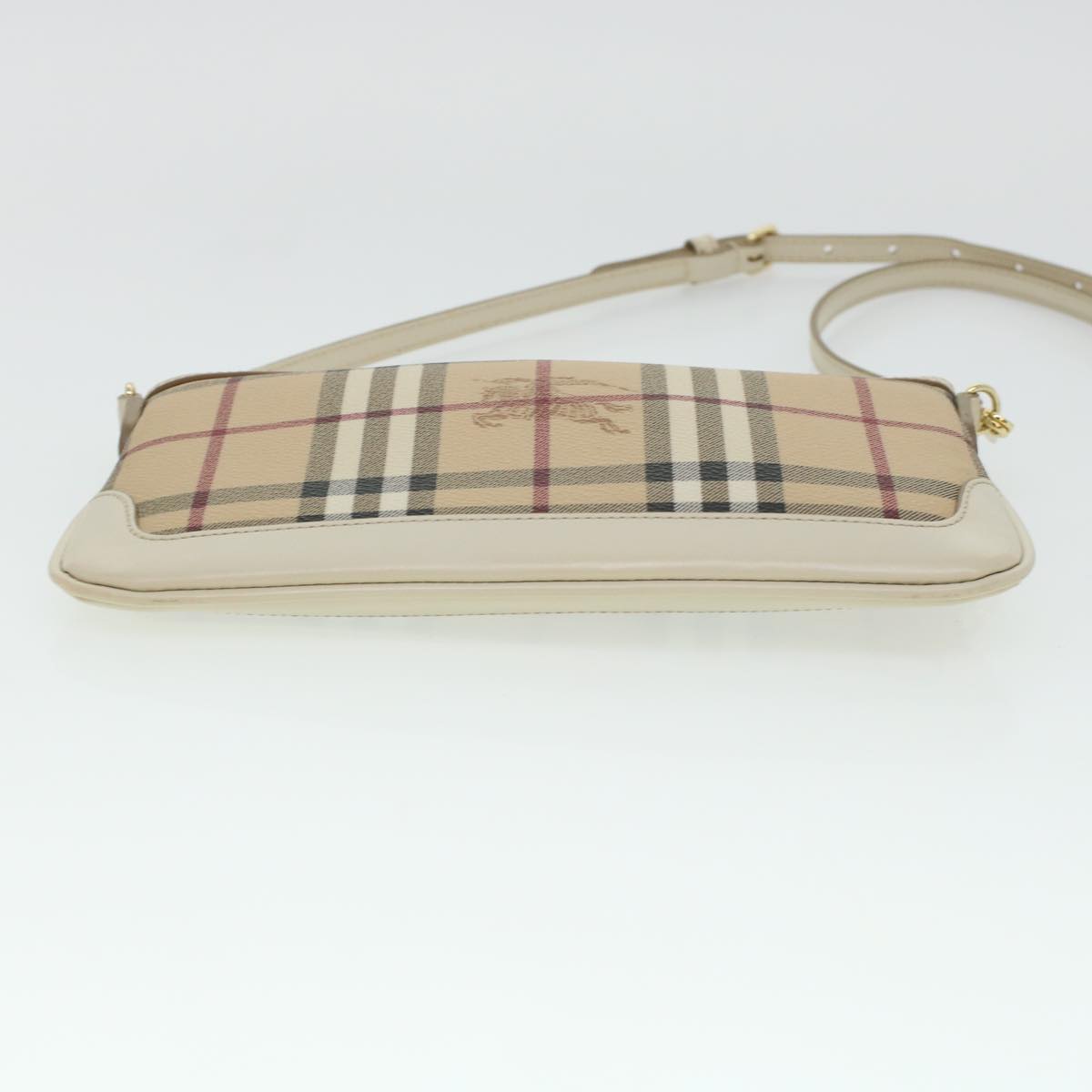 BURBERRY Nova Check Shoulder Bag PVC Leather Beige Auth yk7206