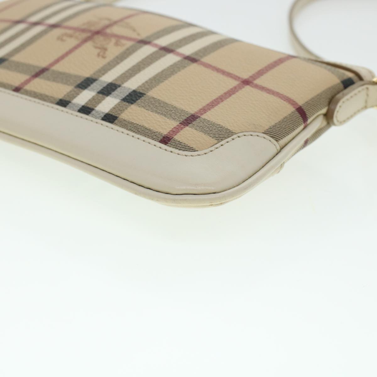 BURBERRY Nova Check Shoulder Bag PVC Leather Beige Auth yk7206