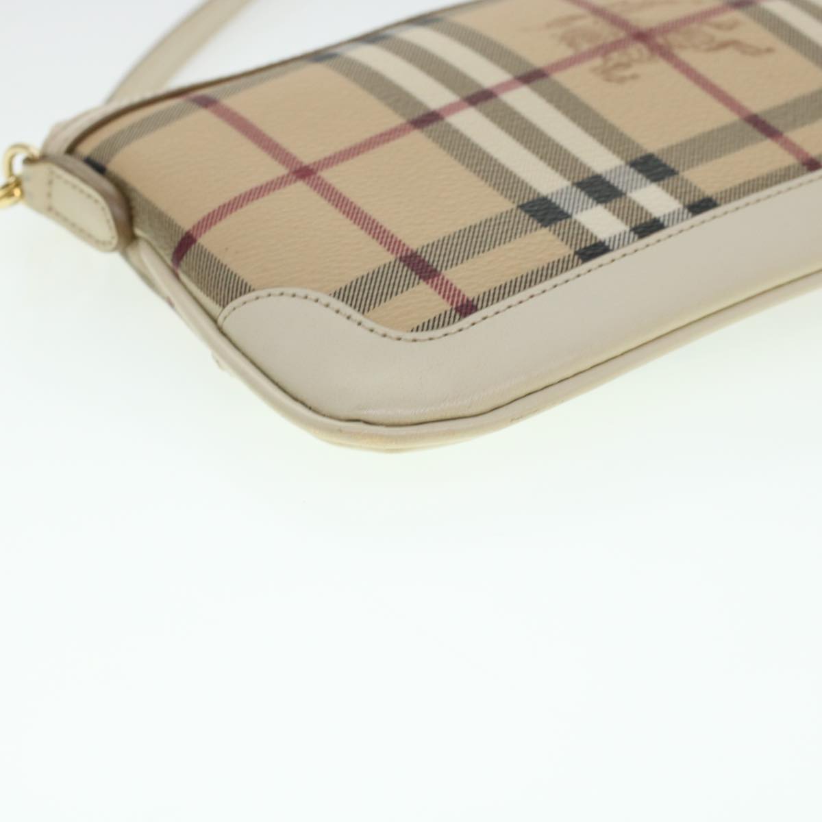 BURBERRY Nova Check Shoulder Bag PVC Leather Beige Auth yk7206