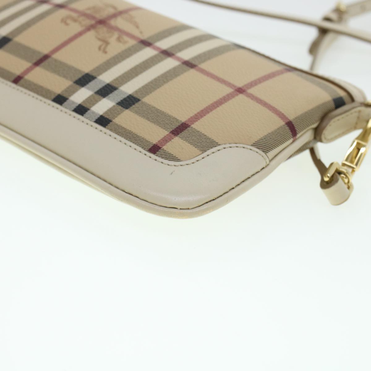 BURBERRY Nova Check Shoulder Bag PVC Leather Beige Auth yk7206