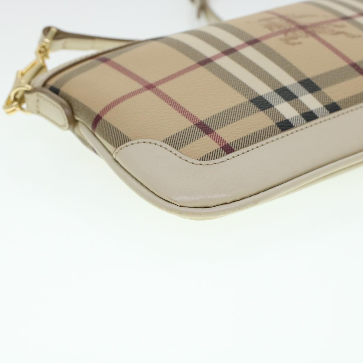 BURBERRY Nova Check Shoulder Bag PVC Leather Beige Auth yk7206