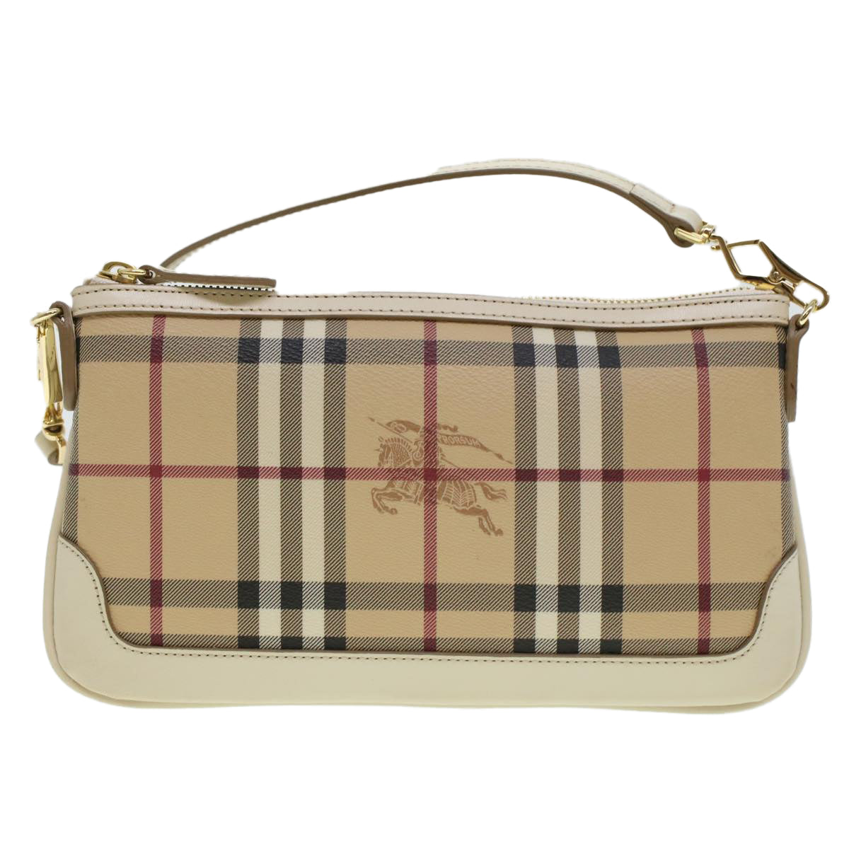 BURBERRY Nova Check Shoulder Bag PVC Leather Beige Auth yk7206