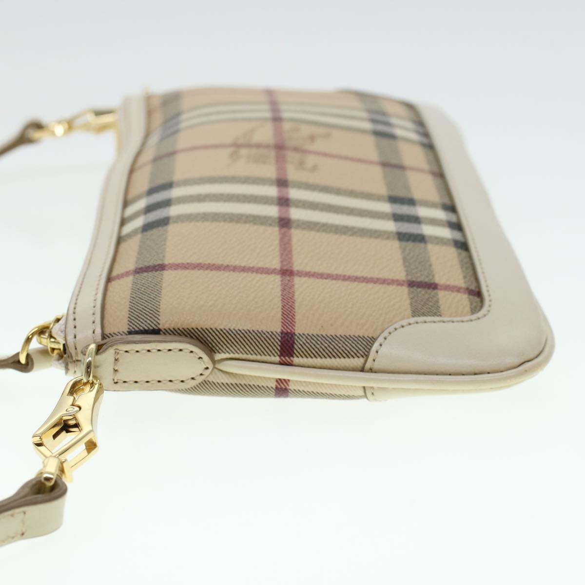 BURBERRY Nova Check Shoulder Bag PVC Leather Beige Auth yk7206