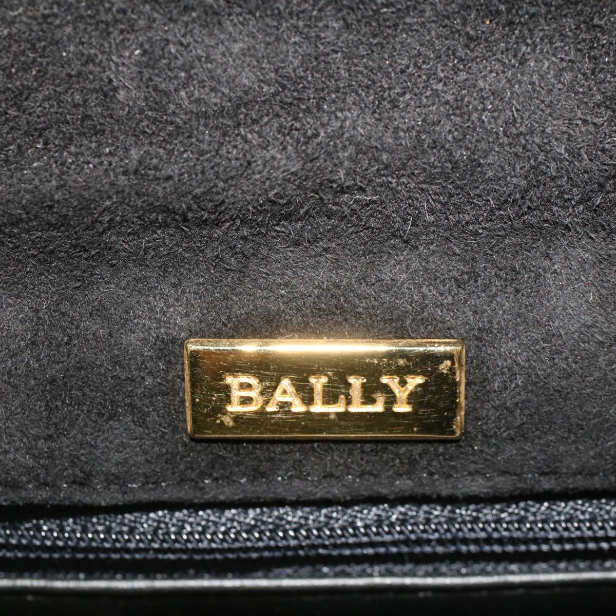 BALLY Quilted Shoulder Bag Suede Black Auth yk7223