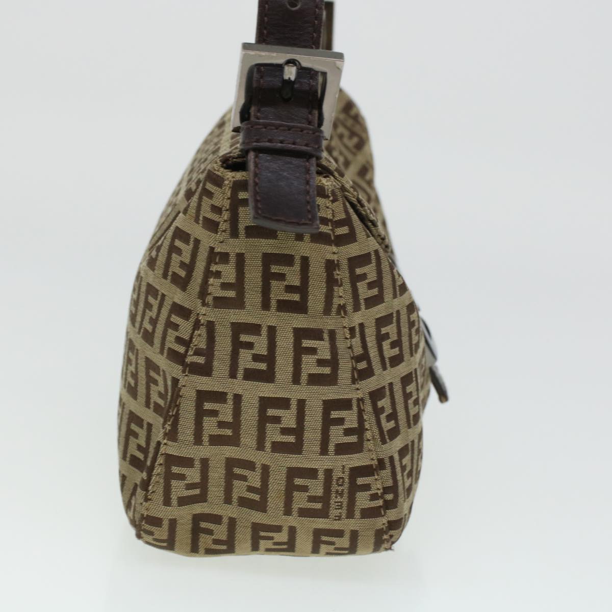 FENDI Zucchino Canvas Mamma Baguette Shoulder Bag Beige Auth yk7232