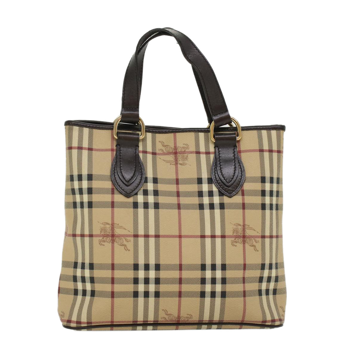 BURBERRY Nova Check Tote Bag PVC Leather Beige Auth yk7251