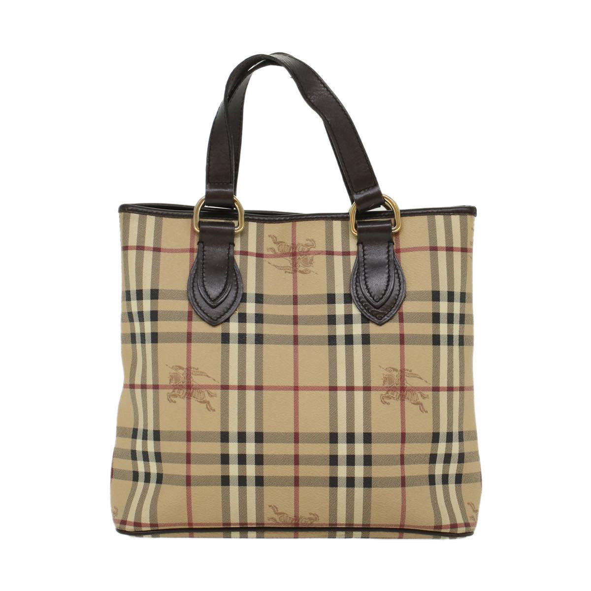 BURBERRY Nova Check Tote Bag PVC Leather Beige Auth yk7251