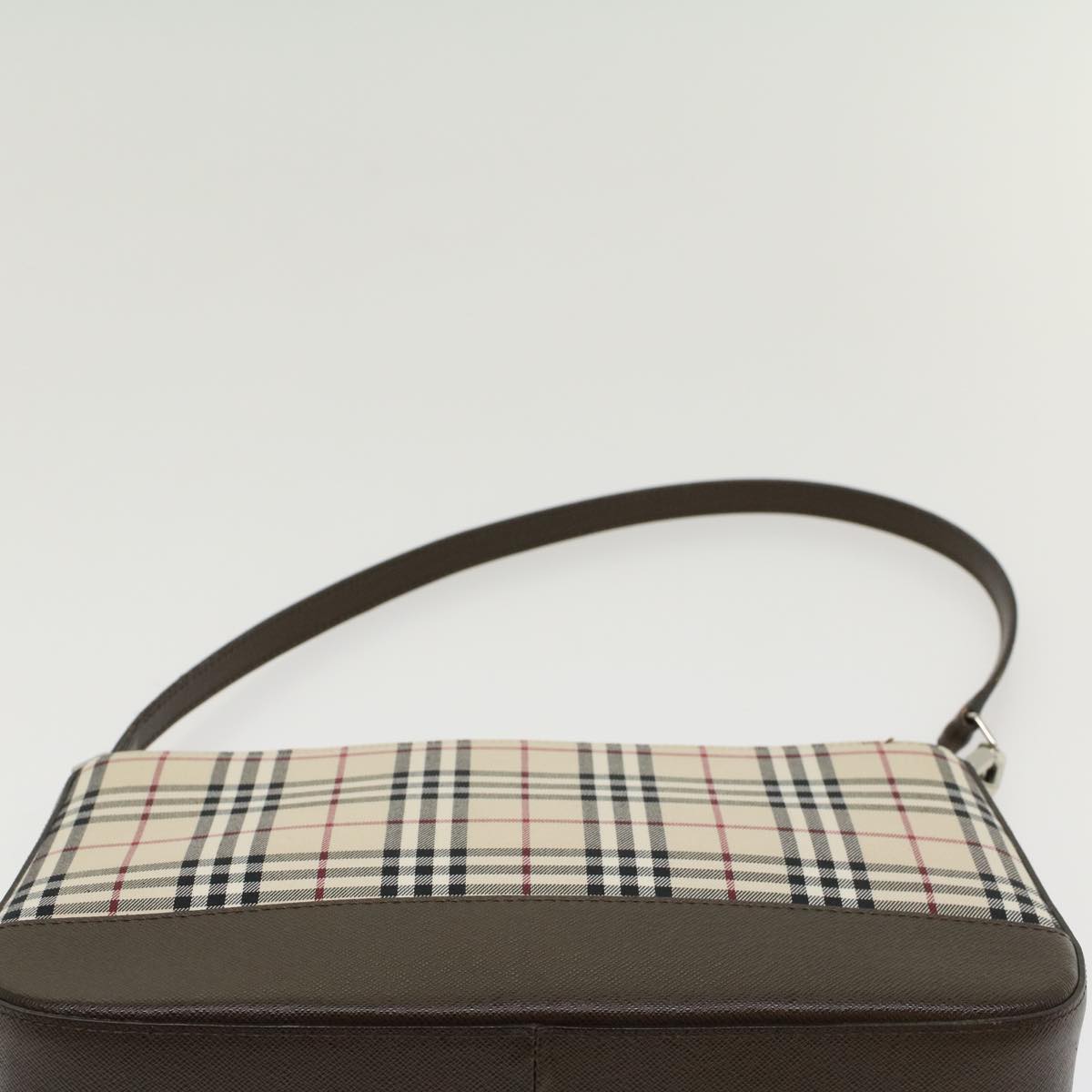 BURBERRY Nova Check Shoulder Bag Nylon Leather Beige Auth yk7269