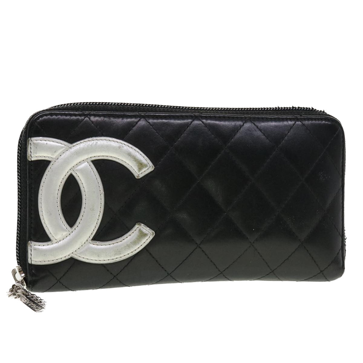 CHANEL Cambon Line Wallet Leather Black CC Auth yk7331