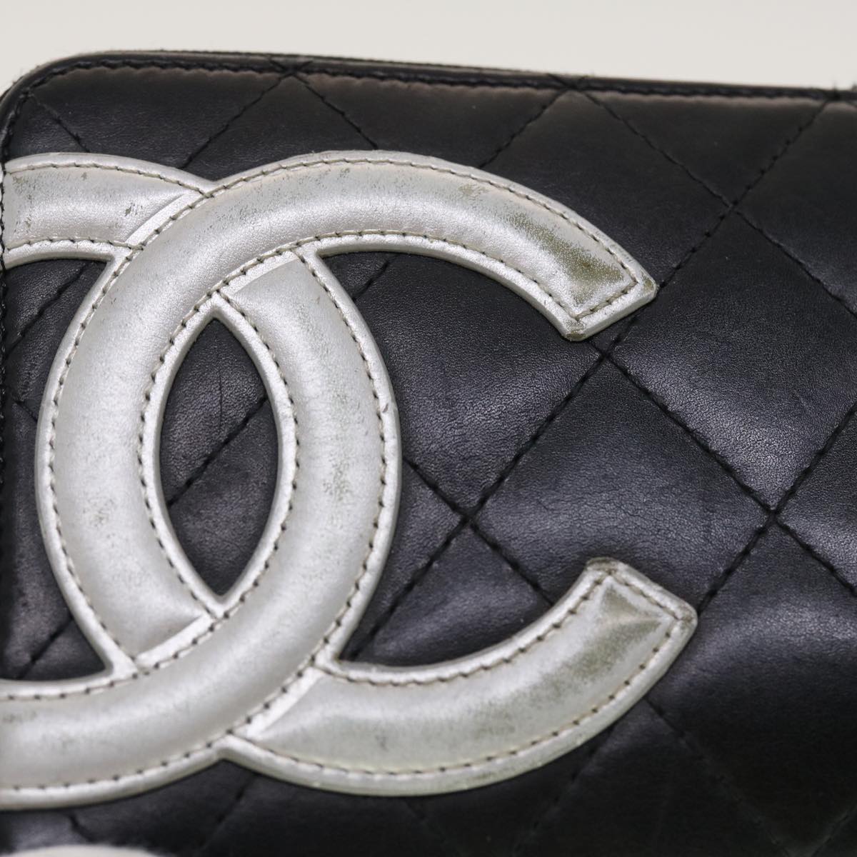 CHANEL Cambon Line Wallet Leather Black CC Auth yk7331