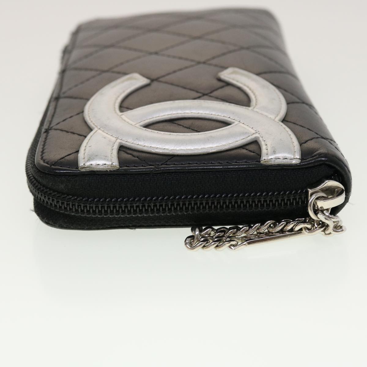 CHANEL Cambon Line Wallet Leather Black CC Auth yk7331