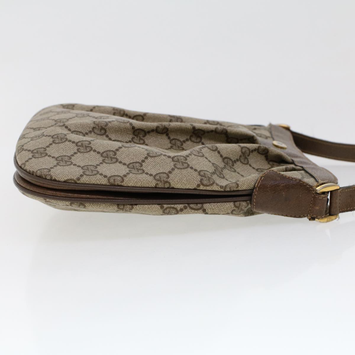 GUCCI GG Canvas Shoulder Bag PVC Leather Beige Auth yk7340