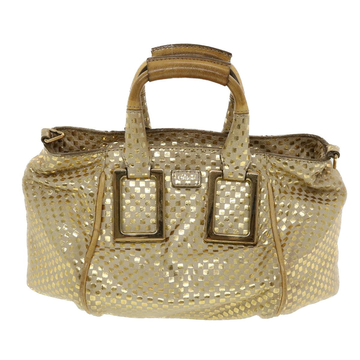 Chloe Etel Hand Bag Leather 2way Gold Tone Auth yk7356