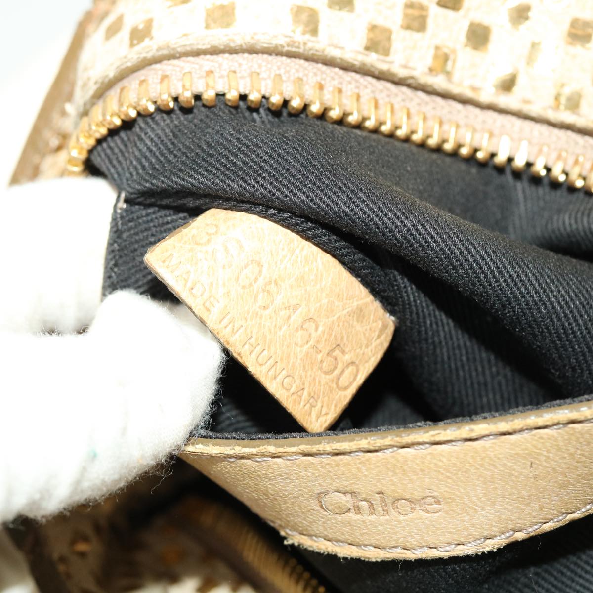 Chloe Etel Hand Bag Leather 2way Gold Tone Auth yk7356