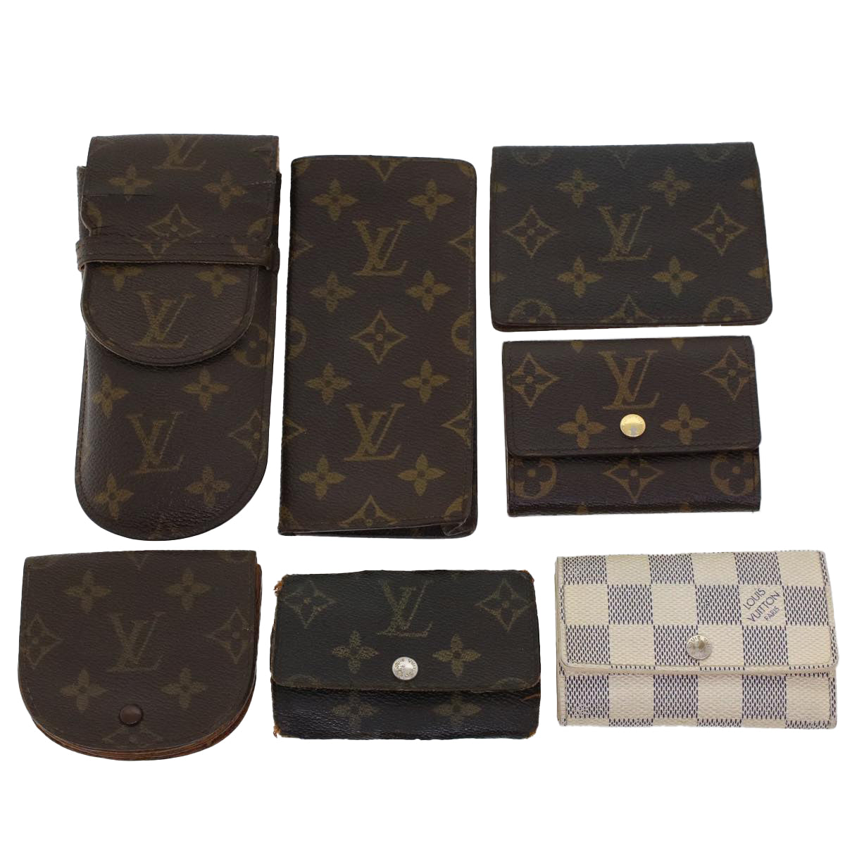 LOUIS VUITTON Monogram Coin Purse Key Case 7Set LV Auth yk7397B