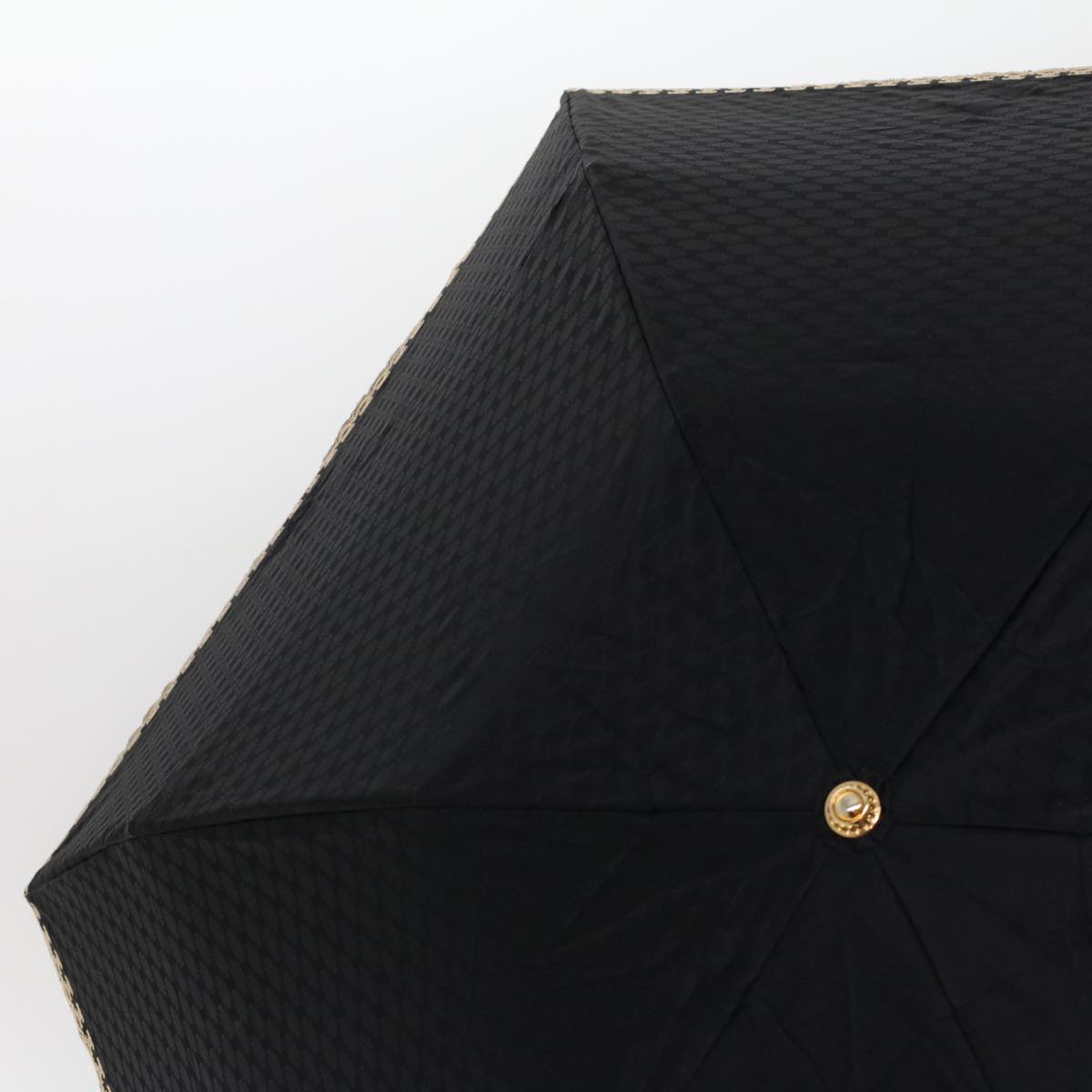 CELINE Macadam Canvas Folding Umbrella Nylon Black Auth yk7406B