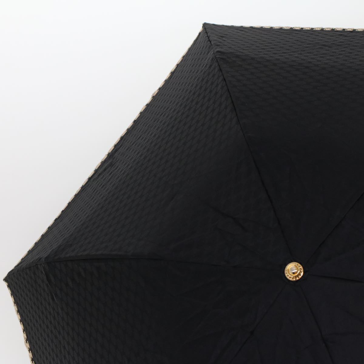 CELINE Macadam Canvas Folding Umbrella Nylon Black Auth yk7406B