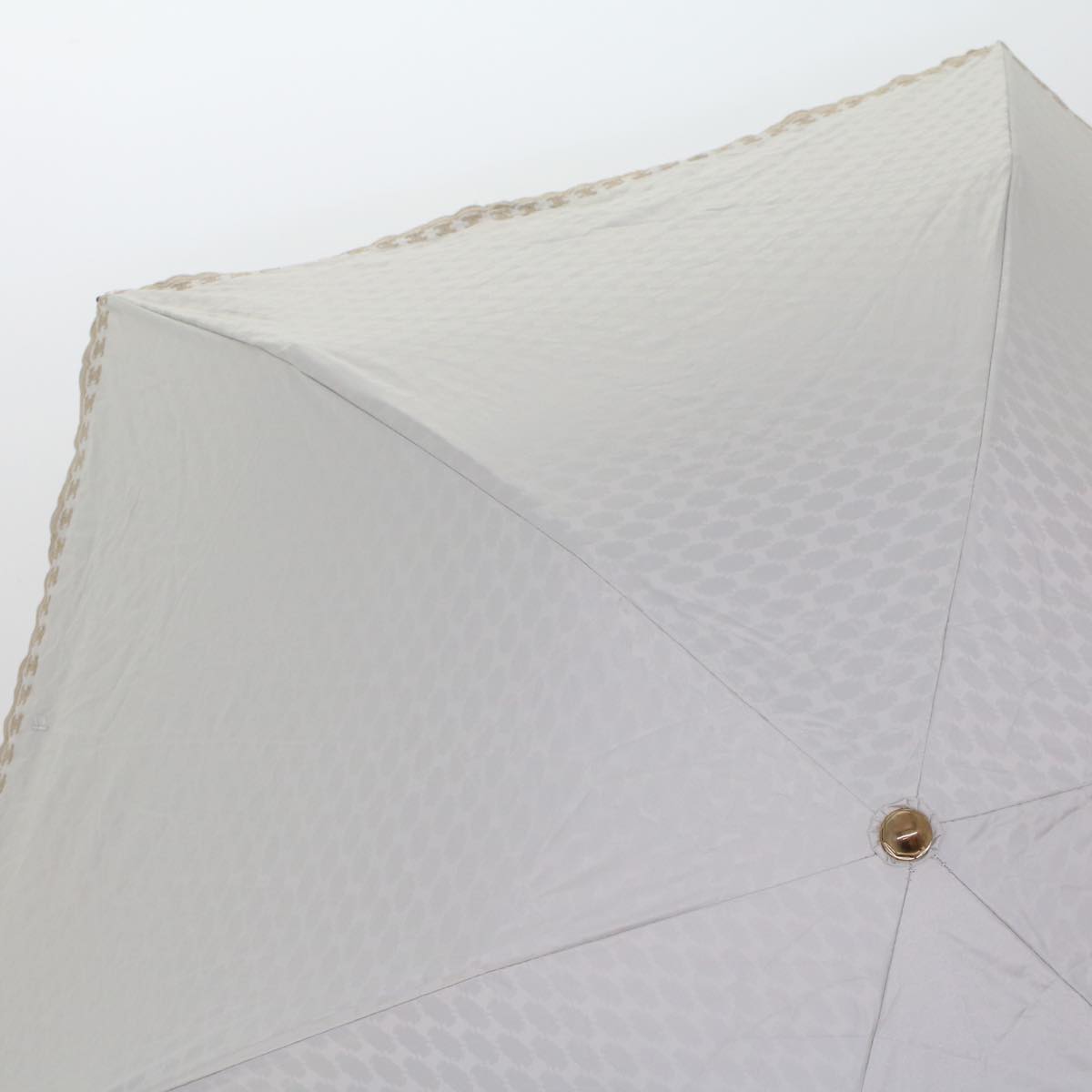 CELINE Macadam Canvas Folding Umbrella Nylon Beige Auth yk7407B - 0