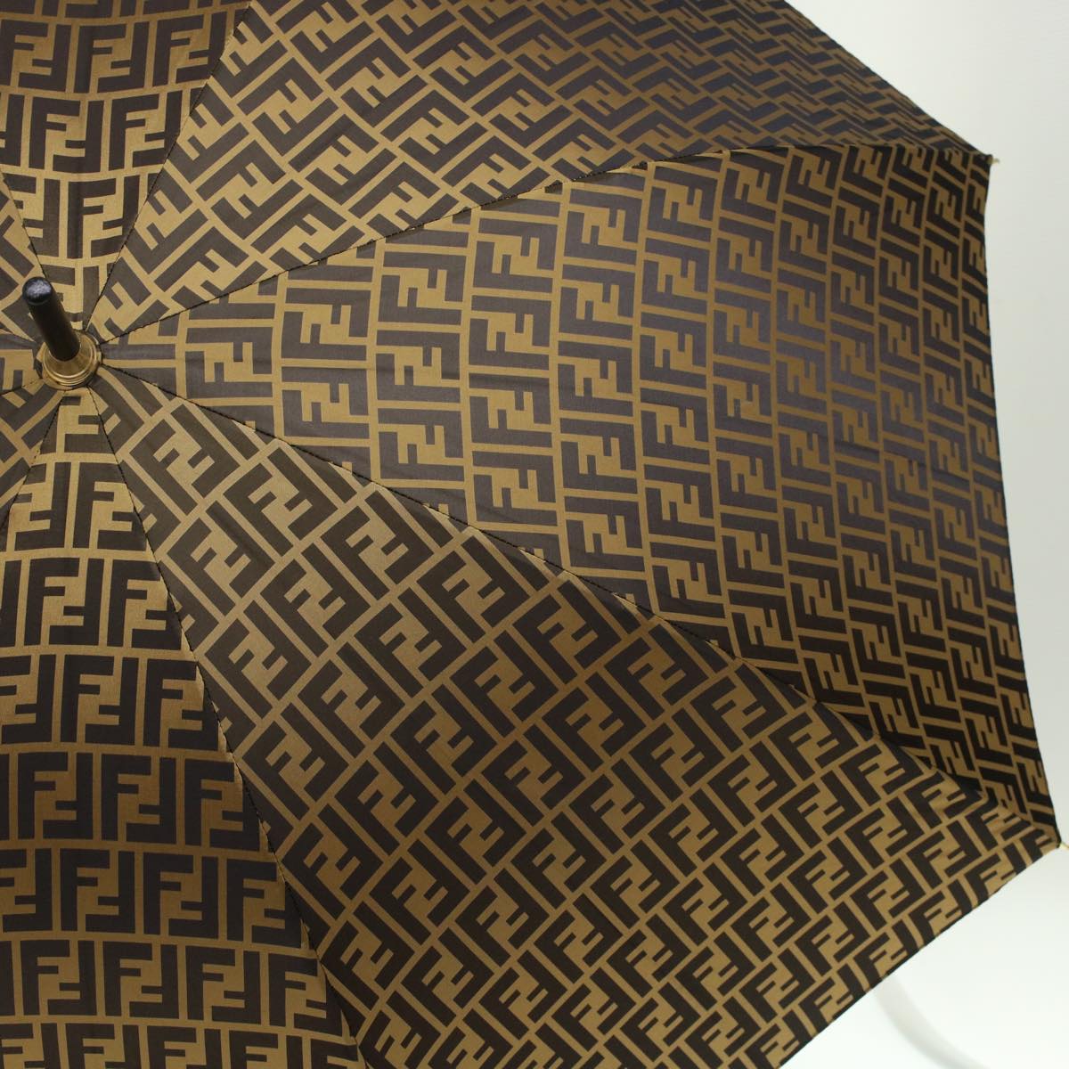 FENDI Zucca Canvas Umbrella Nylon Brown Black Auth yk7409B