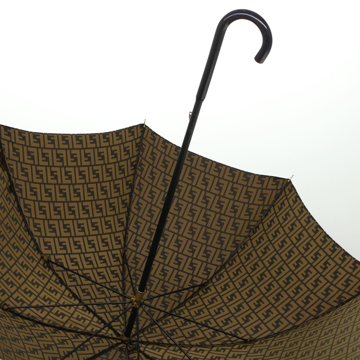 FENDI Zucca Canvas Umbrella Nylon Brown Black Auth yk7409B